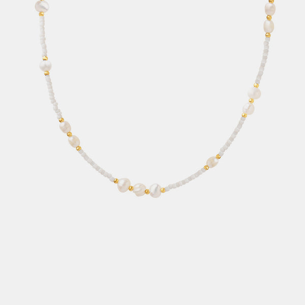 Titanium Steel Glass Bead Pearl Necklace