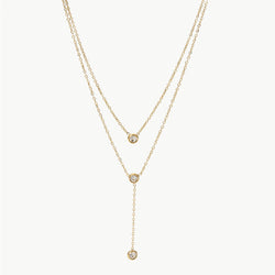 Stainless Steel Zircon Double-Layered Necklace
