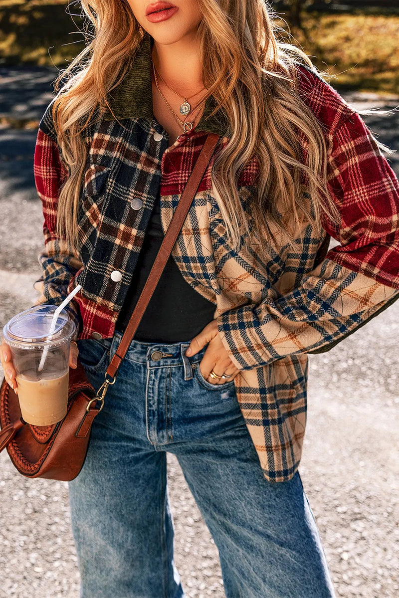 Plaid Button Up Long Sleeve Jacket