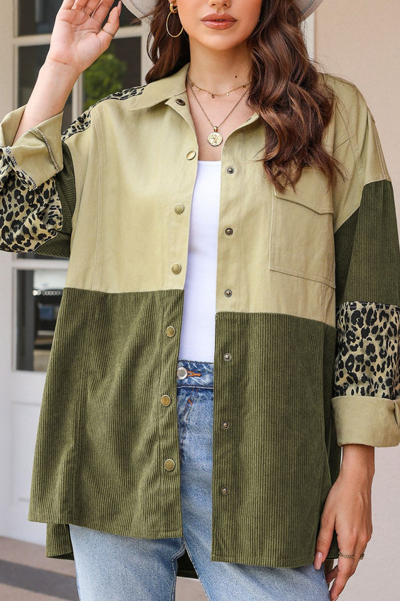 High-Low Leopard Snap Down Shacket