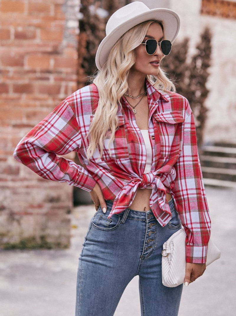 Mandy Plaid Dropped Shoulder Longline Shirt