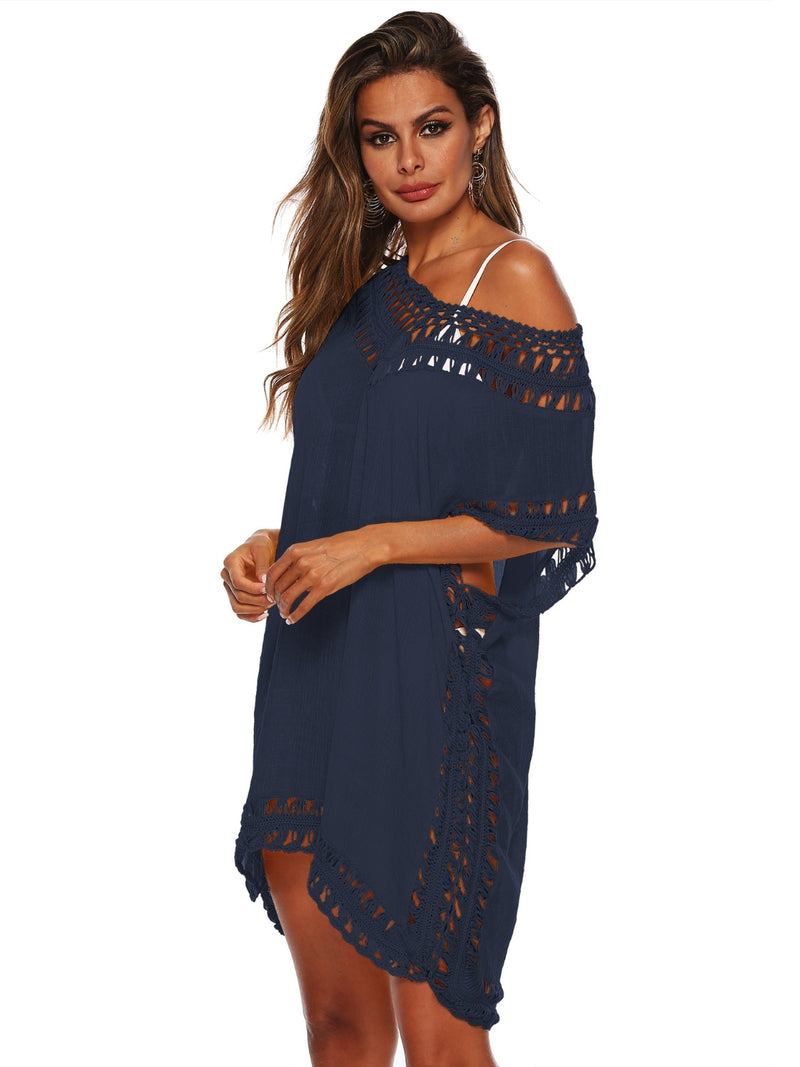 Cutout V-Neck Short Sleeve Cover-Up